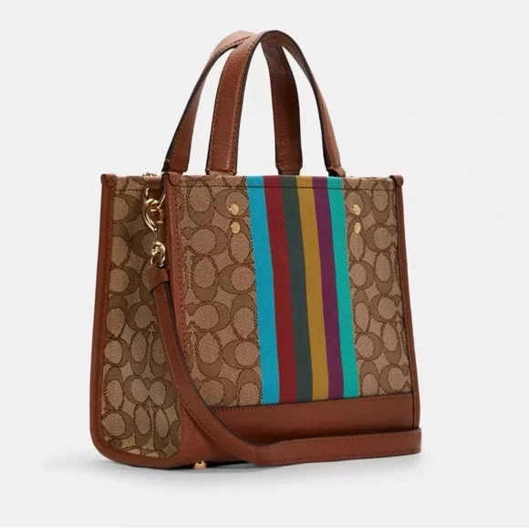 Like New Coach Tan and Multicolor Stripe Tote - Picture 5 of 7